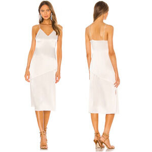 NWT Alice & Olivia Kayla Seamed Satin Sleeveless Midi Slip Dress Cream Womens 14